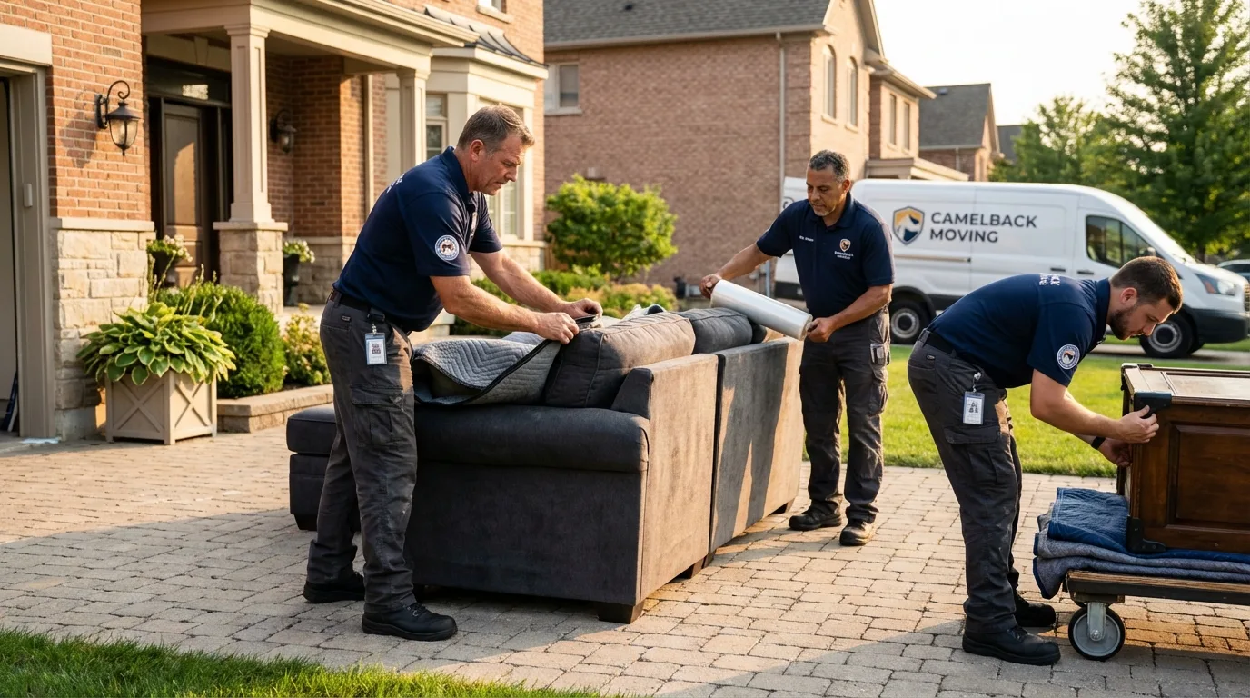 Large estate moving crew wrapping furniture in Lewistown, MT