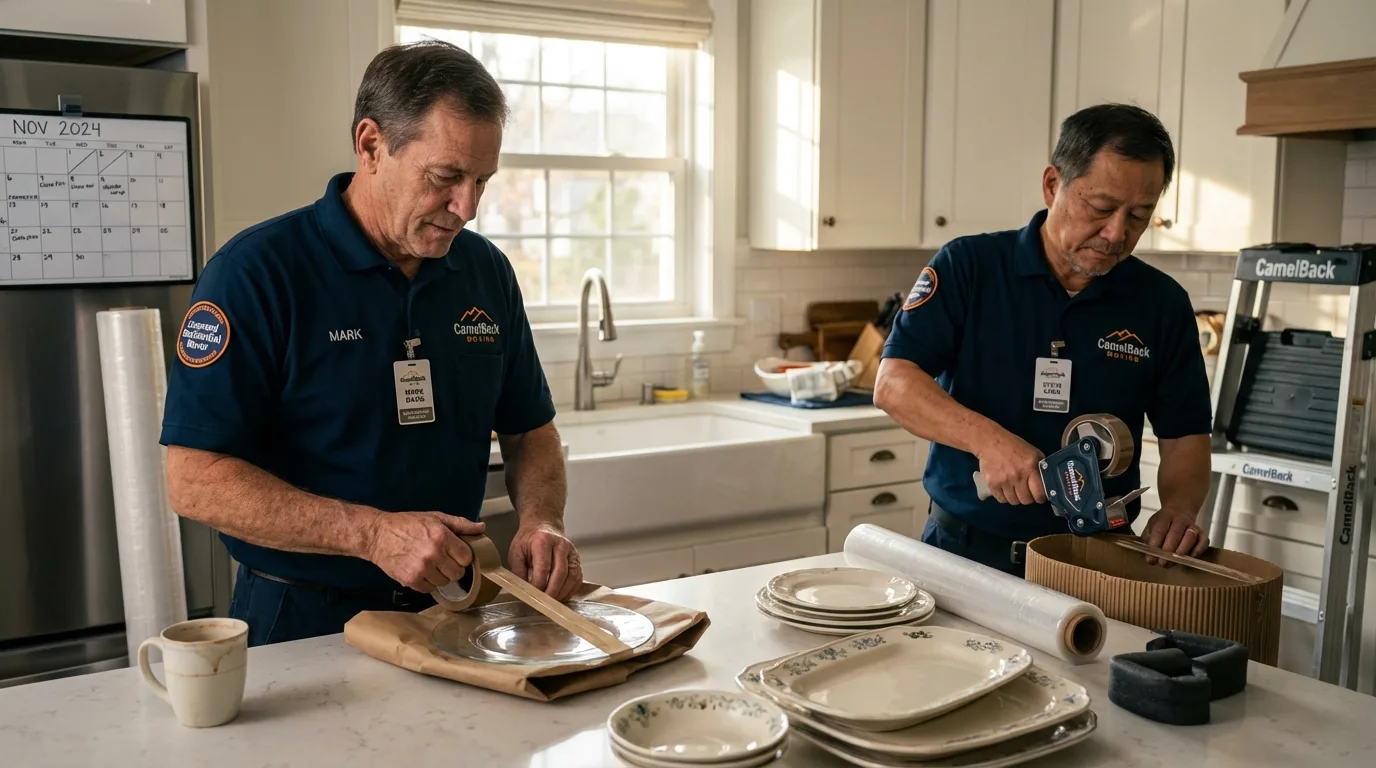 Professional crew packing kitchen dishware in Lewistown, MT